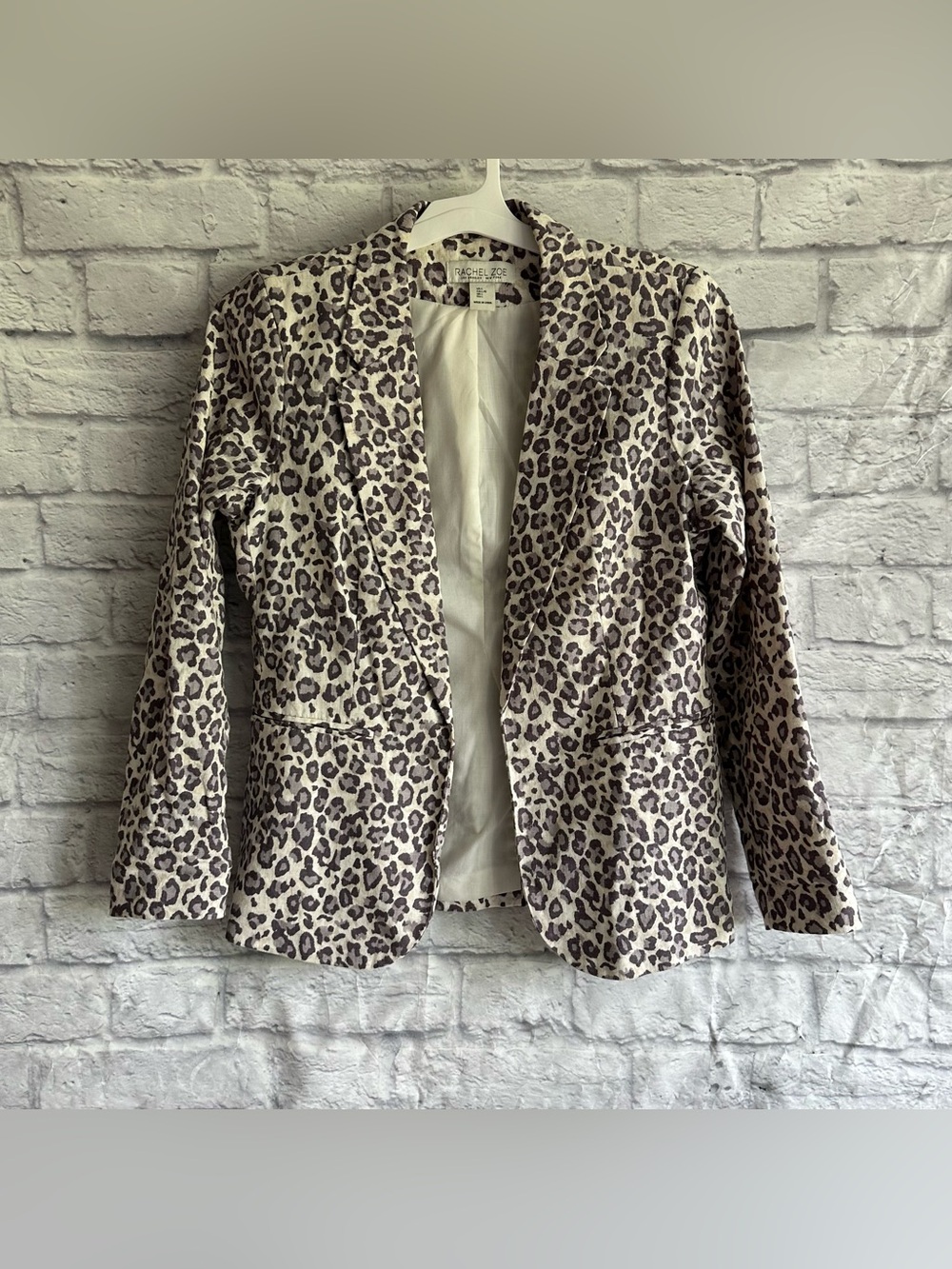 PREOWNED RACHEL ZOE PURPLE LEOPARD BLAZER JACKET WOMENS SIZE LARGE L